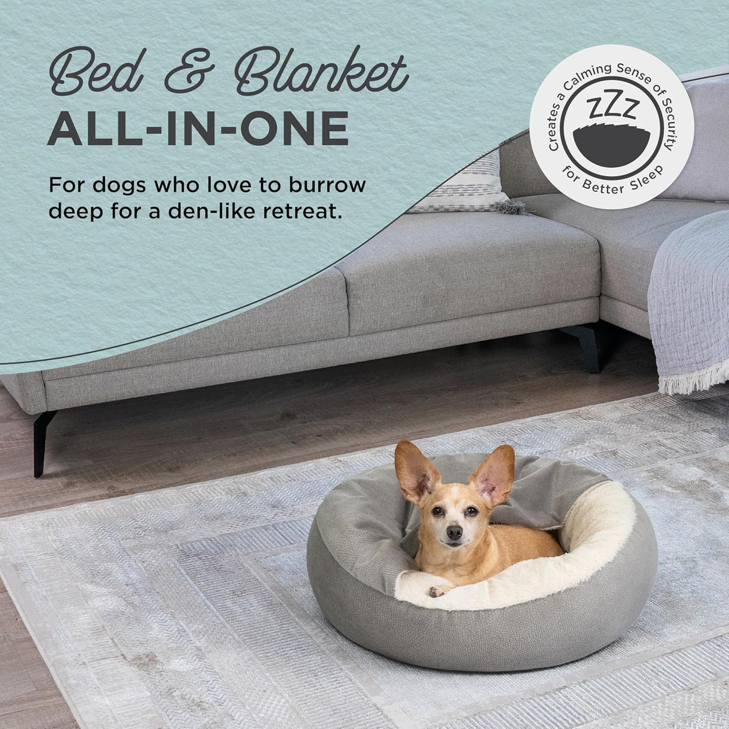 Cat & Dog Cuddler Bed - Grey Ilan