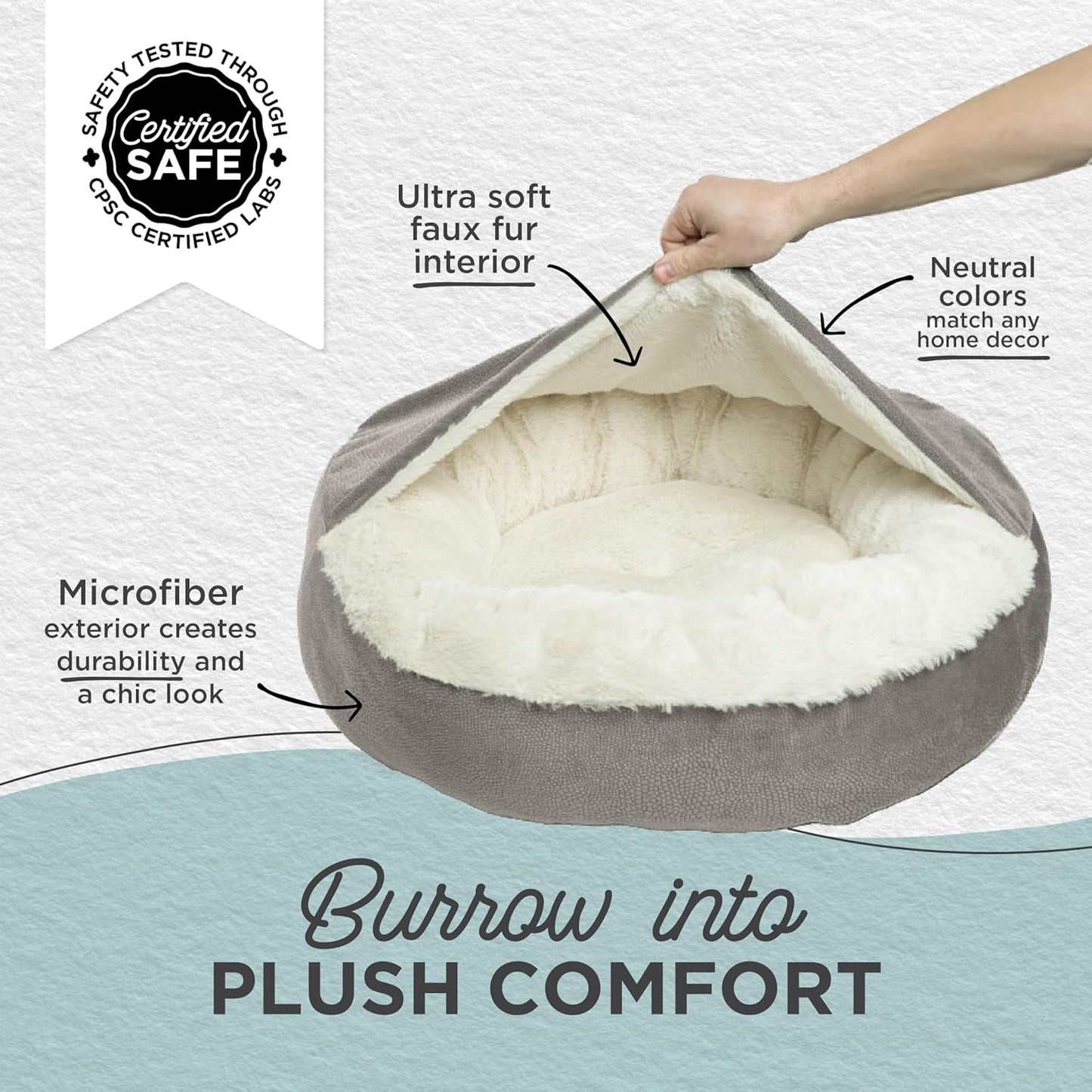 Cat & Dog Cuddler Bed - Grey Ilan