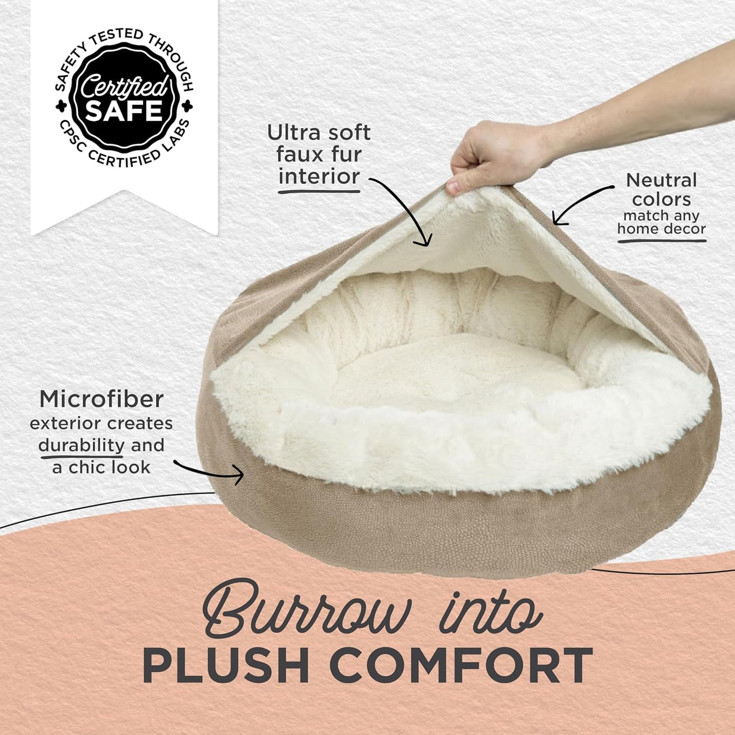 Cat & Dog Cuddler Bed - Wheat Ilan