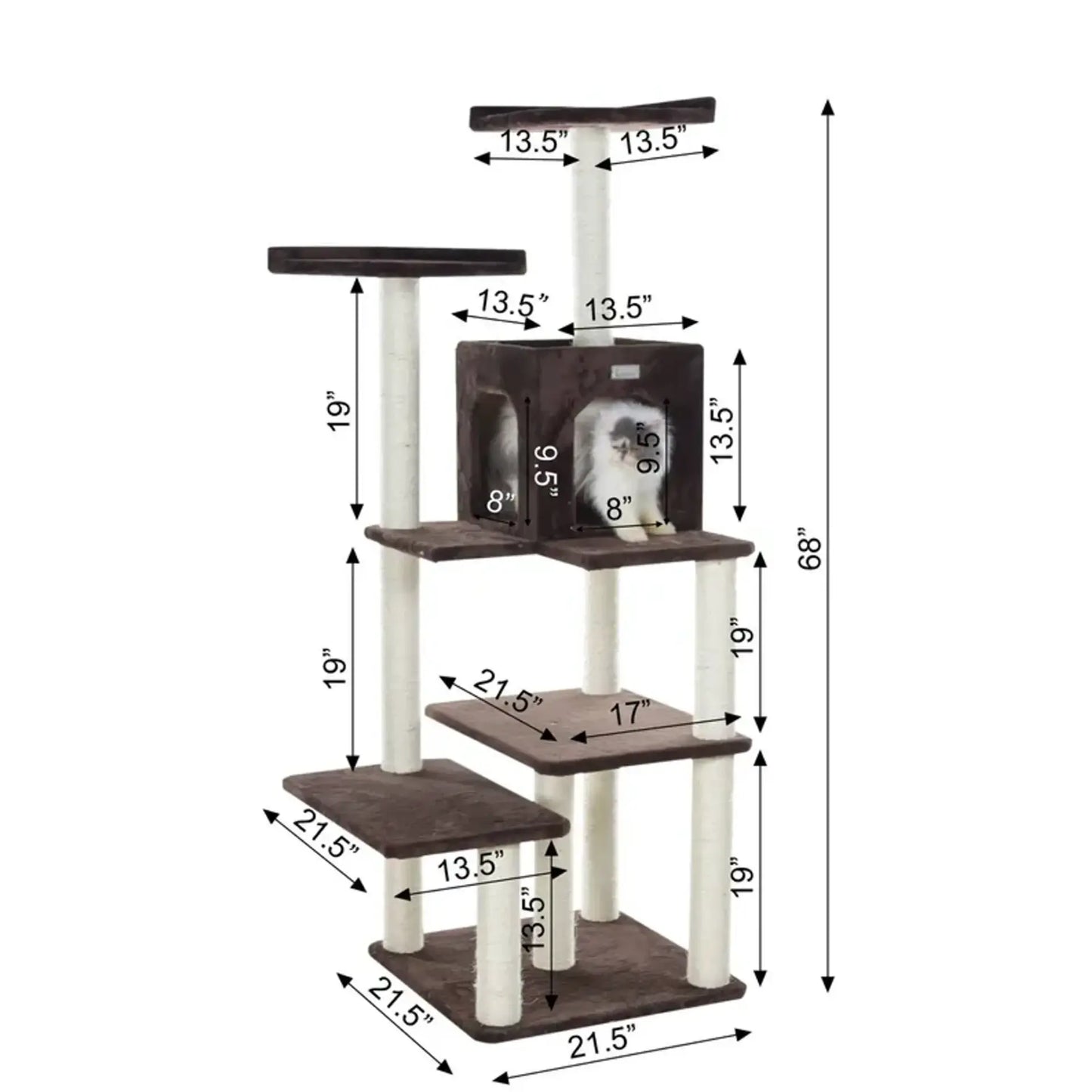 Multi-Level Cat Tower - Coffee Brown