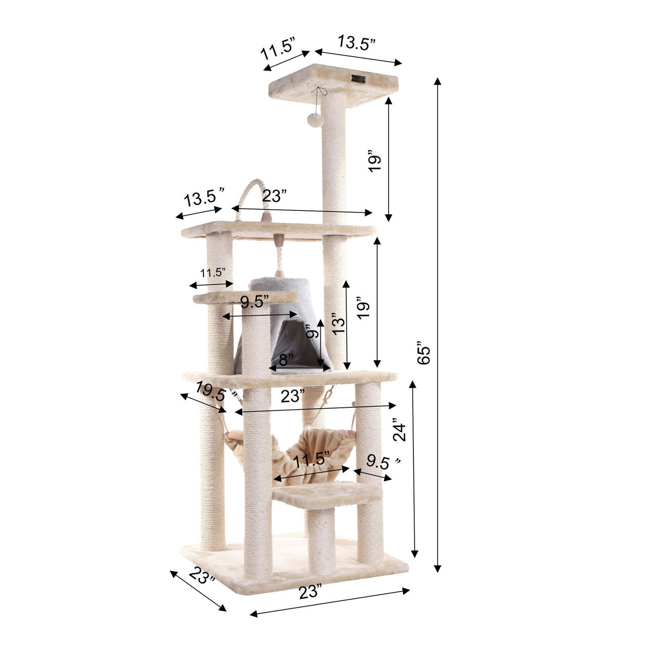 Cat Tree With Hammock - Playhouse