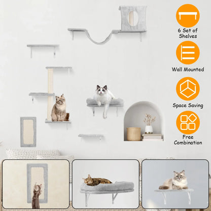 Set of 6 Cat Wall Shelves