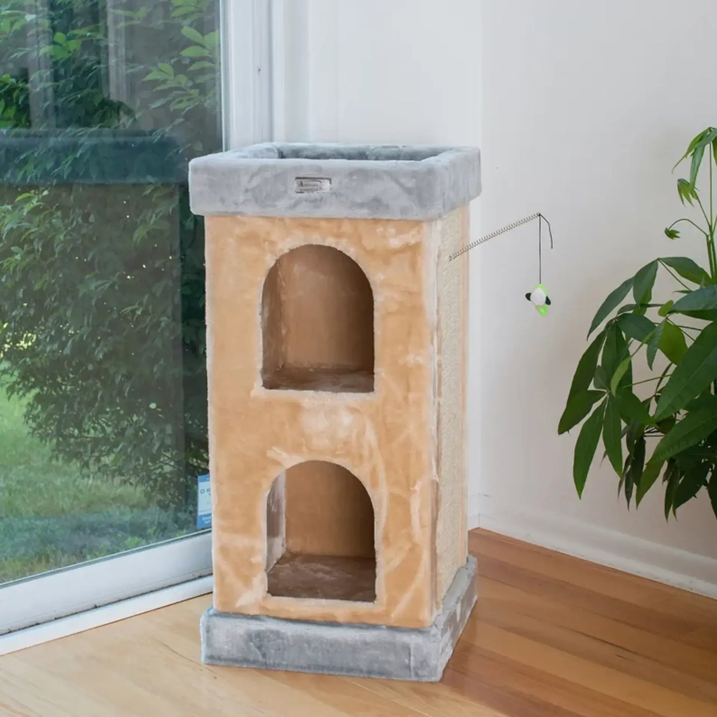 Double Condo Cat House With Carpet