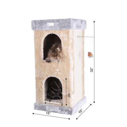 Double Condo Cat House With Carpet
