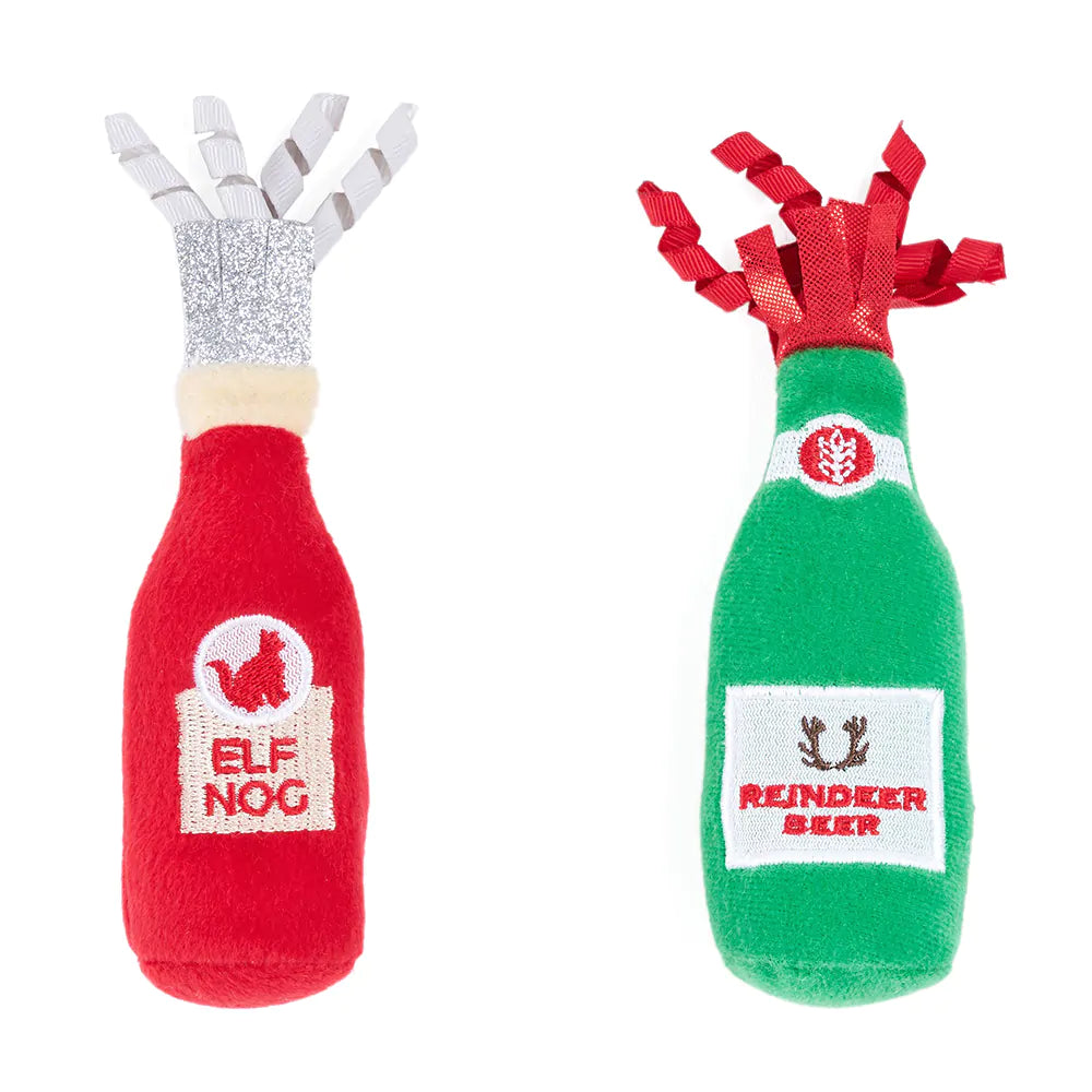 Reindeer Beer & Elf Nog 2pk Cat Plush