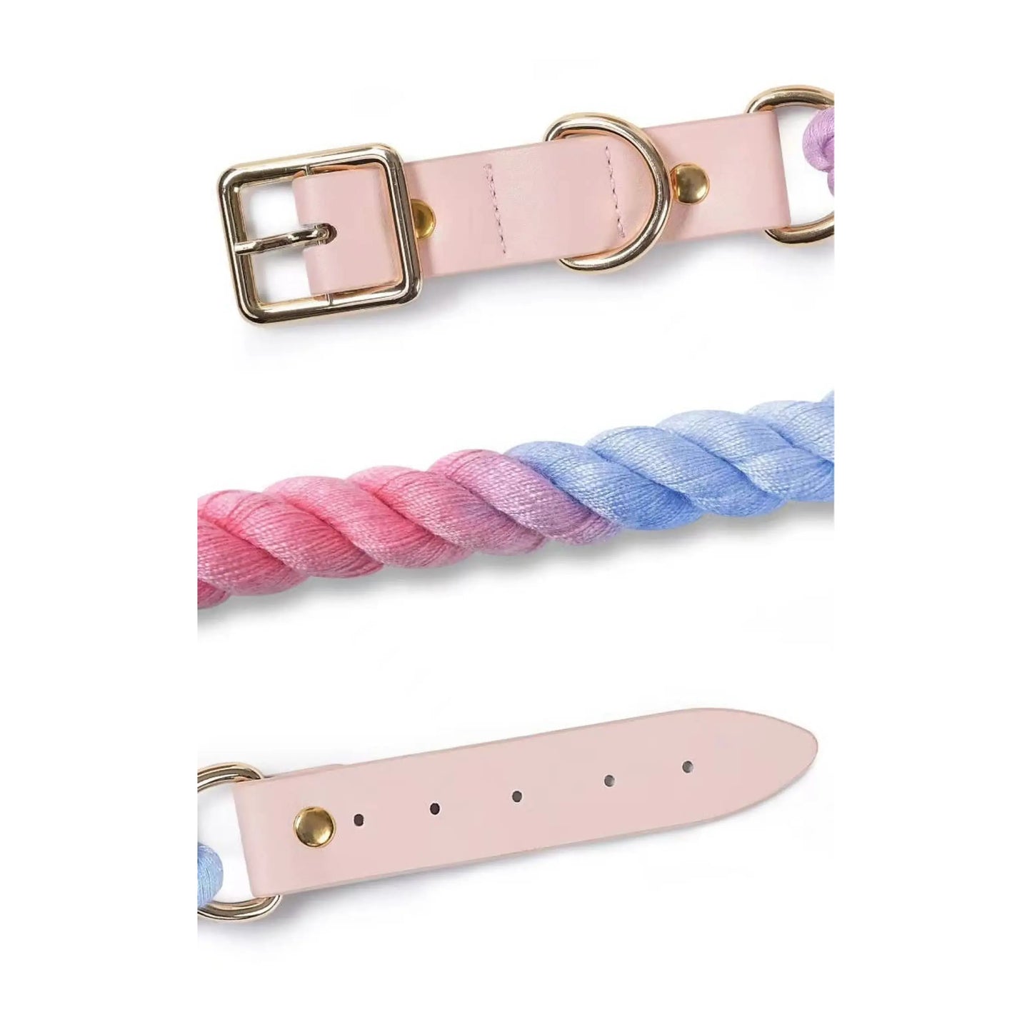 Luxe Royal Leather Rope Leash and Collar Set
