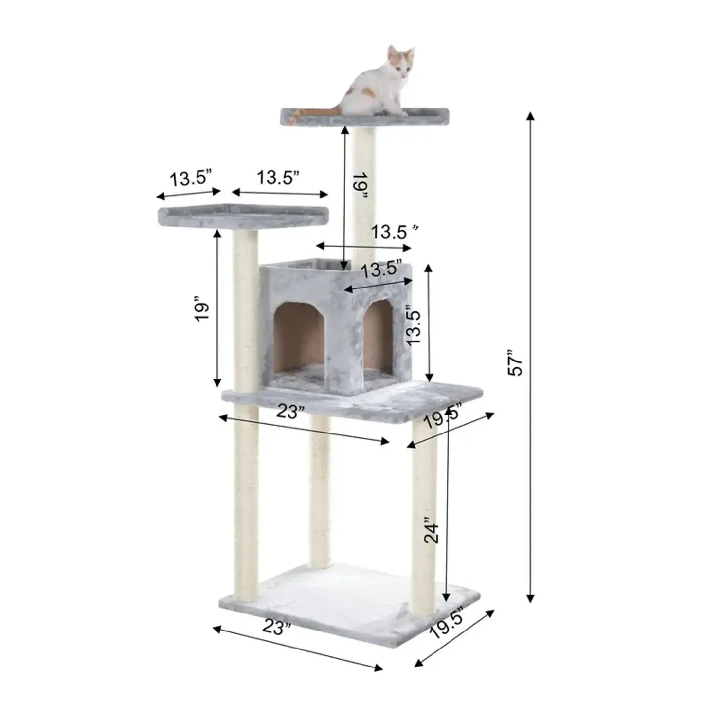 Two-Door Cat Tower - Gray Condo